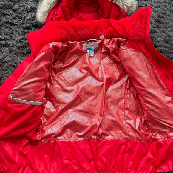 Columbia Omni-Heat Down Jacket - Women’s Red - Faux Fur Hood - Size S - Picture 2 of 4